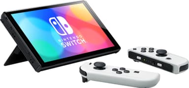 Nintendo Switch OLED gamingkonsoll med hvite Joy-Con-kontroller