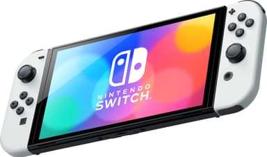 Nintendo Switch OLED gamingkonsoll med hvite Joy-Con-kontroller