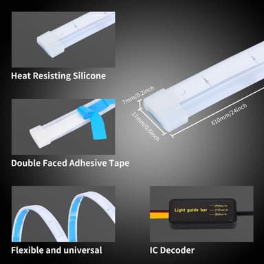 LED-stripe til bilens frontlykter 2 stk Hvit / oransje