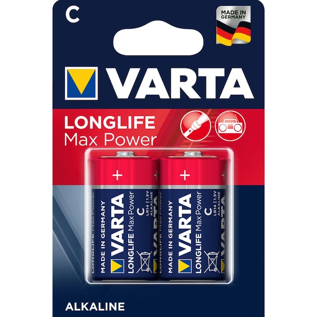 Varta Longlife Max Power C batteri (2-pakning)