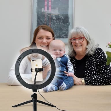Selfie-lampe LED-ring (20 cm) med stativ og mobilholder