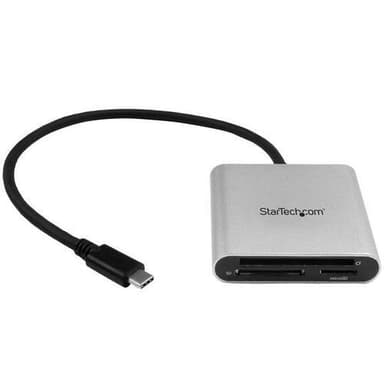 StarTech.com FCREADU3C, CF, MMC, MicroSD (TransFlash), MicroSDHC, MicroSDXC, SD, SDHC, SDXC, Svart, Sølv, 5000 Mbit/s, Aluminium, Plastikk, CE, FCC, RoHS, USB 3.2 Gen 1 (3.1 Gen 1) Type-C