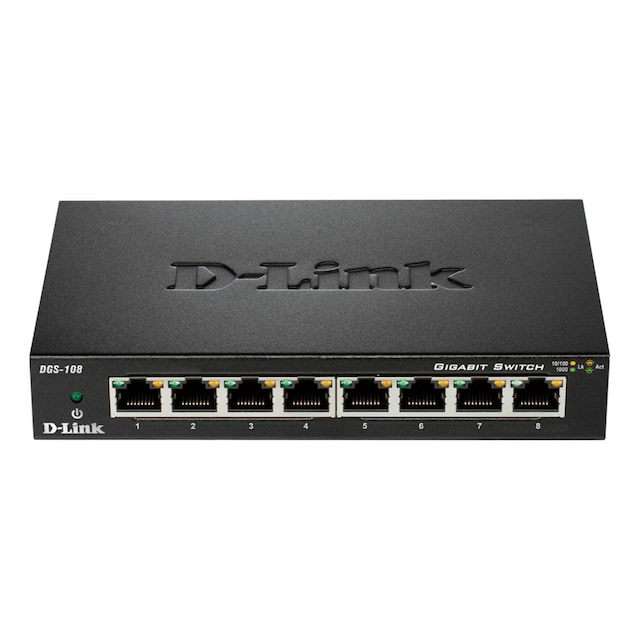 D-Link 8-Port Gigabit Ethernet Metal Housing Unmanaged Light Switch