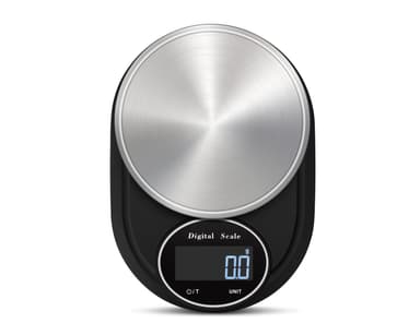 Digital kjøkkenvekt 2kg / 0,1g Rustfritt stål Svart / sølv