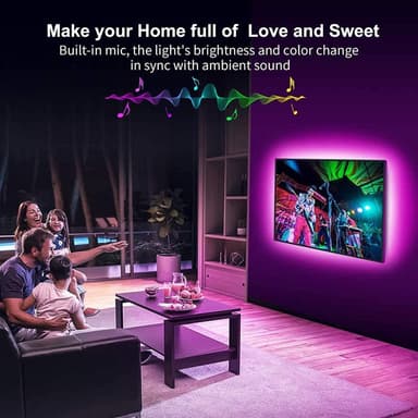 LED-stripe med Bluetooth, musikksynkronisering, fjernkontroll (20 m)