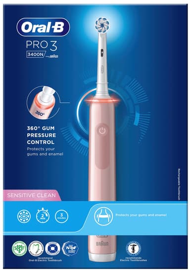 Oral-B Pro3 3400N elektrisk tannbørste 291077 (rosa)