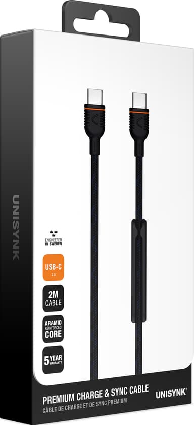 Unisynk USB-C til USB-C 200k kabel (2 m)