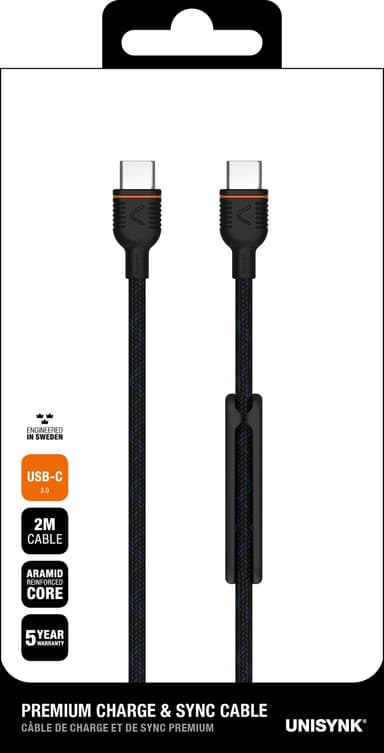 Unisynk USB-C til USB-C 200k kabel (2 m)
