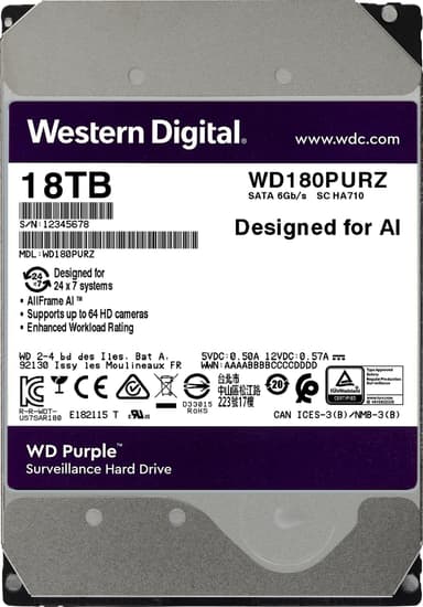 WD Purple Surveillance 3,5" intern harddisk (18 TB)
