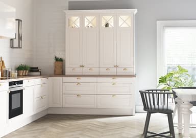 Fasett Mansion Offwhite vitrinedør helglass til kjøkken 40x125
