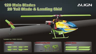 HQ0203BT Tail blade for T-Rex 150. 4pcs Green