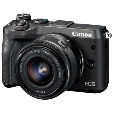Canon EOS M6 systemkamera + 15-45 mm linse (sort) Canon EOS M6 systemkamera + 15-45 mm linse (sort)