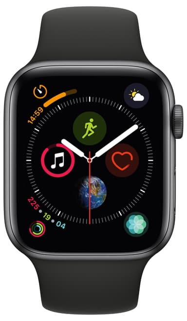 Apple Watch Series 4 44 mm (grå alu/sort sport band)