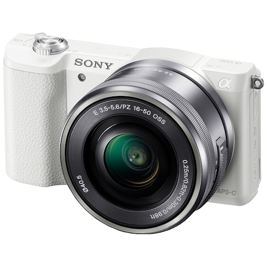 Sony Alpha A5100 systemkamera + 16-50 mm objektiv(hvit)