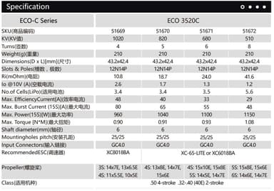 Dualsky eco 3520c v2 680kv 210gram
