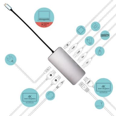 i-tec Metal C31NANODOCKPROPD, kabel, USB 3.2 Gen 1 (3.1 Gen 1) Type-C, 100 W, 3.5 mm, 10.100.1000 Mbit / s, sølv