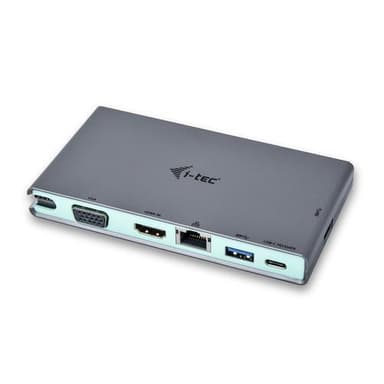i-tec C31TRAVELDOCKPD, Koblet med ledninger (ikke trådløs), USB 3.2 Gen 1 (3.1 Gen 1) Type-C, 60 W, USB Type-C, 10,100,1000 Mbit/s, Grå, Turkis