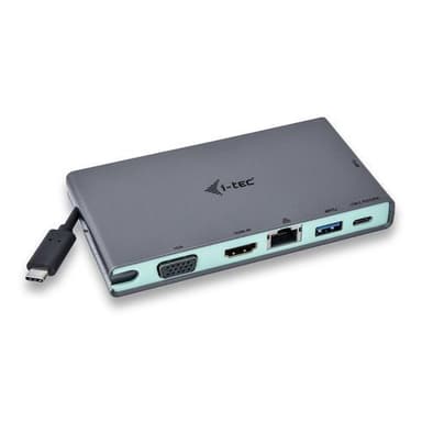 i-tec C31TRAVELDOCKPD, Koblet med ledninger (ikke trådløs), USB 3.2 Gen 1 (3.1 Gen 1) Type-C, 60 W, USB Type-C, 10,100,1000 Mbit/s, Grå, Turkis