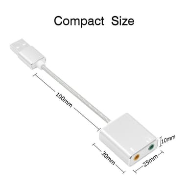 Eksternt lydkort USB 3.5 mm hodetelefon og mikrofonkontakt