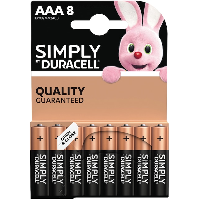 Duracell Simply AAA alkaline-batterier 8-pakk