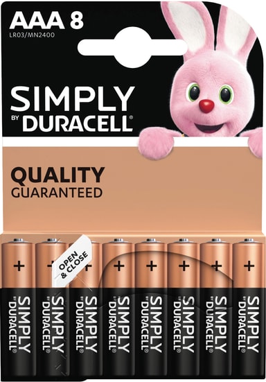 Duracell Simply AAA alkaline-batterier 8-pakk