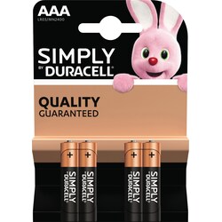 Duracell Simply AAA alkaline-batterier 4-pakk