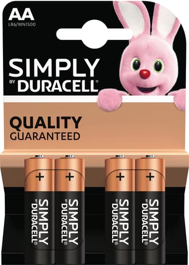Duracell Simply AA alkaline-batterier 4-pakk