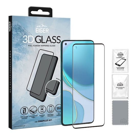 Eiger Temperert Skjermbeskyttelse 3D OnePlus 8T Klar/svart