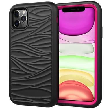 Bølgemønstret beskyttelsedeksel til iPhone 11 Pro Svart & Rosa