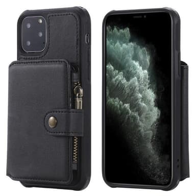 Shockproof Lommebokdeksel med stativ iPhone 11 Pro, Svart