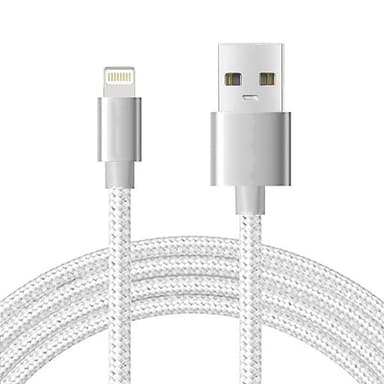 Flettet datakabel til iPhone 2 m - Hvit