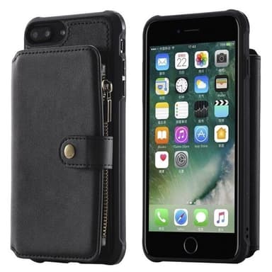 Shockproof Lommebokdeksel med stativ iPhone 7 Plus / 8 Plus, Svart