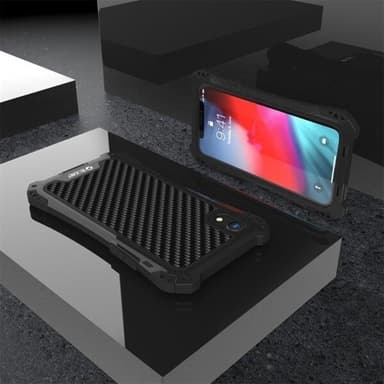 Metallbeskyttelse mot slag, støv og vann til iPhone XR Svart
