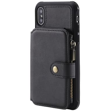 Shockproof Lommebokdeksel med stativ iPhone X / XS, Svart