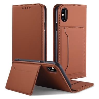 Multifunksjonelt magnetdeksel til iPhone XS & X Brun
