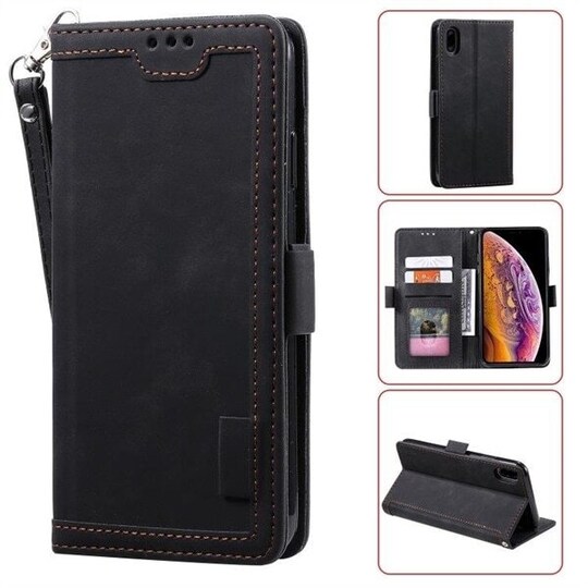 Lommebokdeksel med stativ iPhone XR, svart