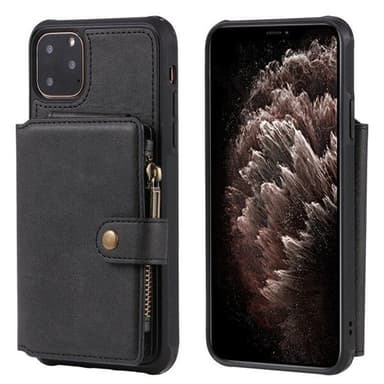 Shockproof Lommebokdeksel med stativ  iPhone 11 Pro Max, Svart