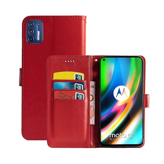 Lommebokdeksel 3-kort Motorola Moto G9 Plus  - RØD