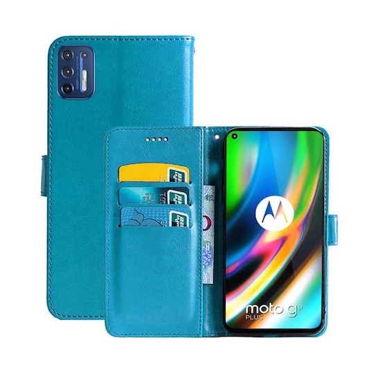Lommebokdeksel 3-kort Motorola Moto G9 Plus  - Lyse blå