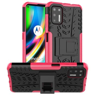 Støtsikker deksel med stativ Motorola Moto G9 Plus  - Rosa