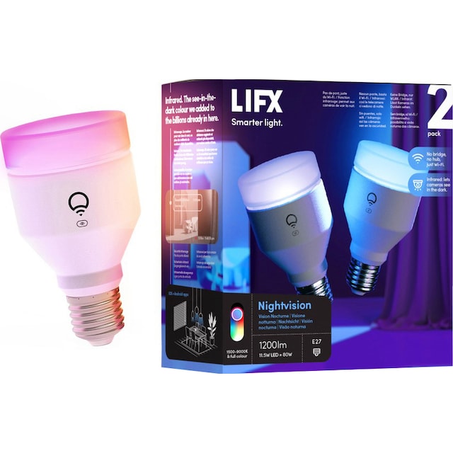 LIFX Nightvision LED-pære E27 (2-pakk)