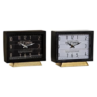 Pöytäkello DKD Home Decor Tradisjonell Metall Krystall (2 pcs) (20 x 8 x 17.5 cm)