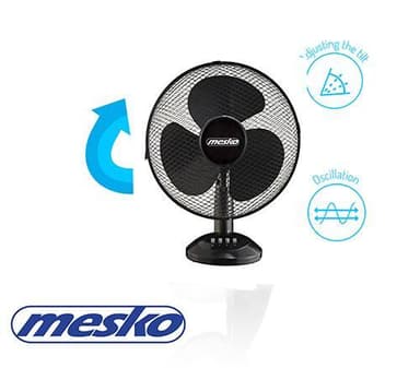 Mesko Fan MS 7310 Bordvifte, Antall hastigheter 3, 45 W, Oscillasjon, Diameter 40 cm, Svart