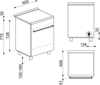 Smeg Classic 60 cm induksjonskomfyr SPSK60IB9 (hvit)