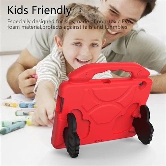 Slagresistent barnedeksel med stativ & håndtak Huawei MediaPad T3 10.1, Rød