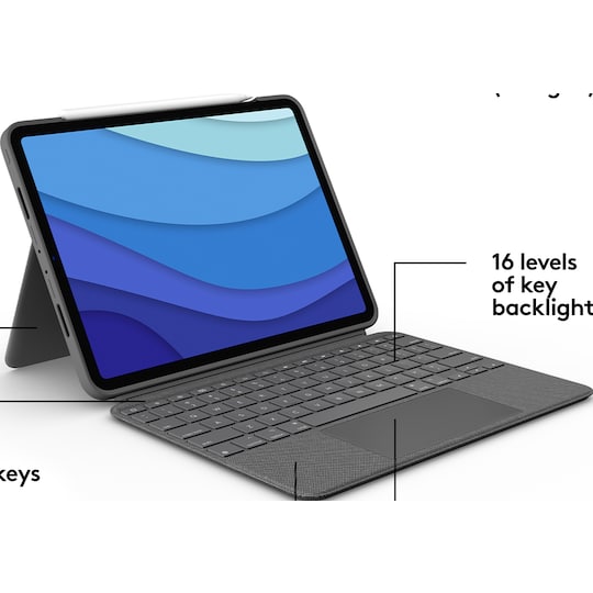 Logitech Combo Touch tastaturdeksel for iPad Pro 11 (grå)