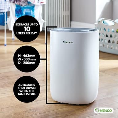 Meaco 10L ABC luftavfukter  - 10 liter pr. døgn, hygrostat, kompressor