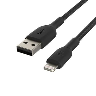 Belkin CAA002BT3MBK, 3 m, Lightning, USB A, Hankjønn, Hankjønn, Svart