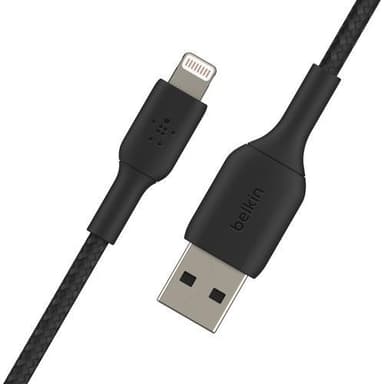 Belkin CAA002BT3MBK, 3 m, Lightning, USB A, Hankjønn, Hankjønn, Svart