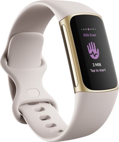 Fitbit Charge 5 aktivitetsarmbånd (lunar white/soft gold)